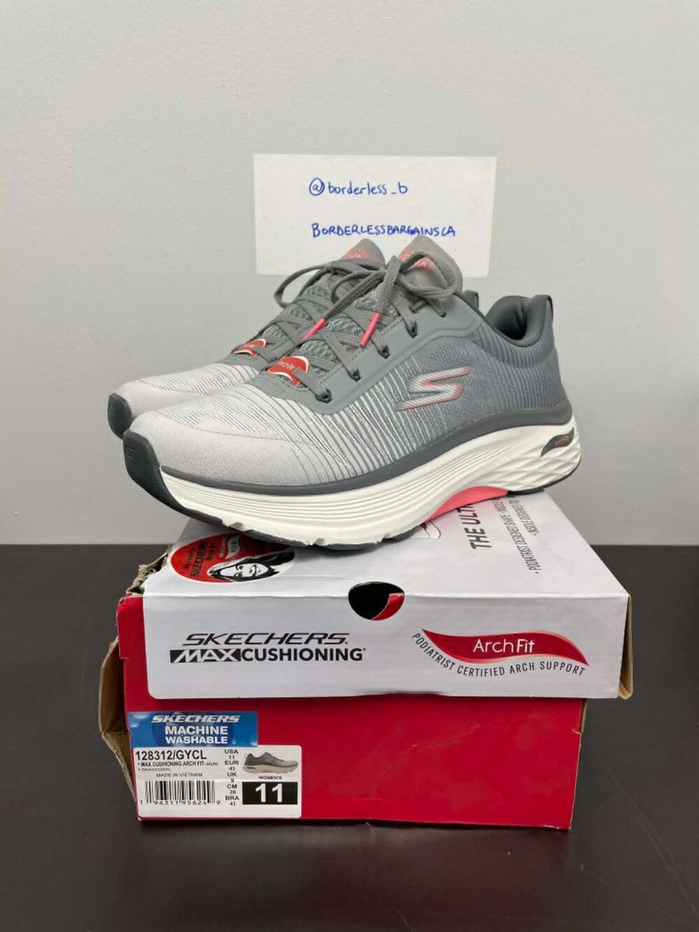 Women's Skechers Max Cushioning Arch Fit - Delphi Gray/Coral (128312/GYCL)
